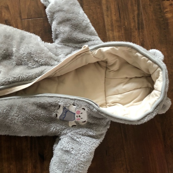 Baby Bear Hooded Romper Pramsuit Onesie Jumpsuit - Picture 4 of 8